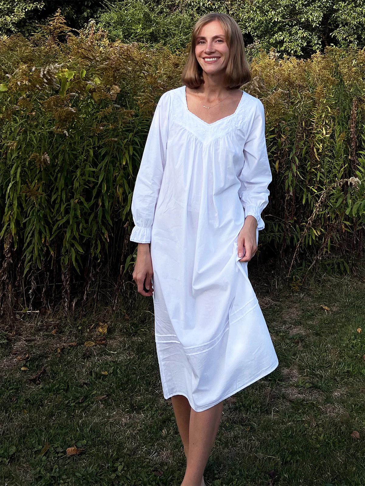 Adelaide White Cotton Nightgown - Image 6