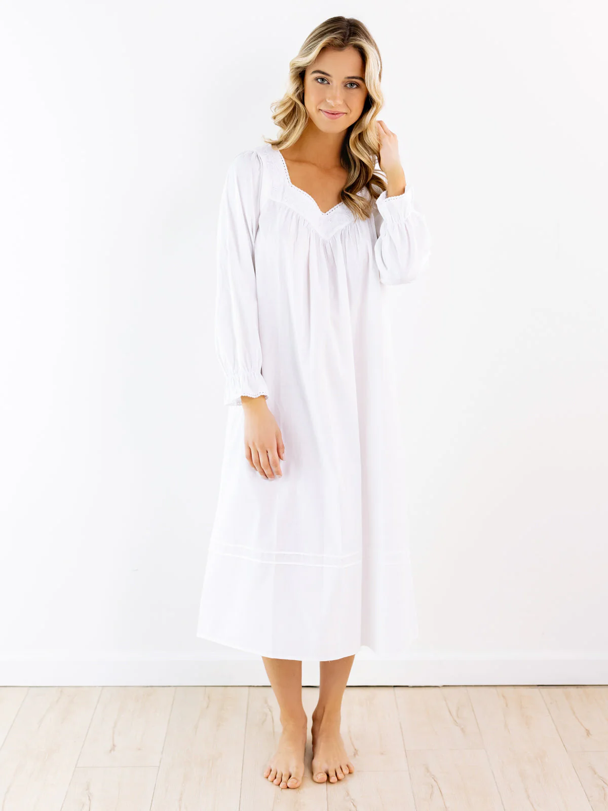 Adelaide White Cotton Nightgown - Image 7