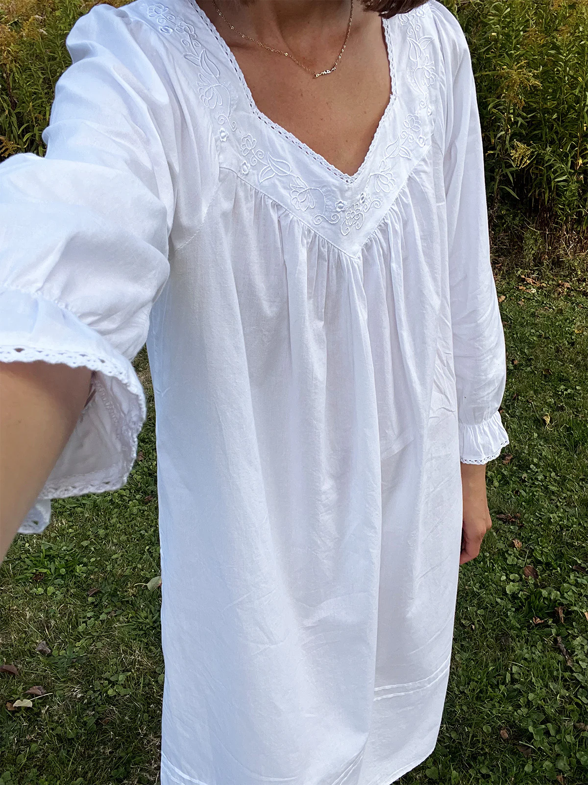 Adelaide White Cotton Nightgown - Image 8