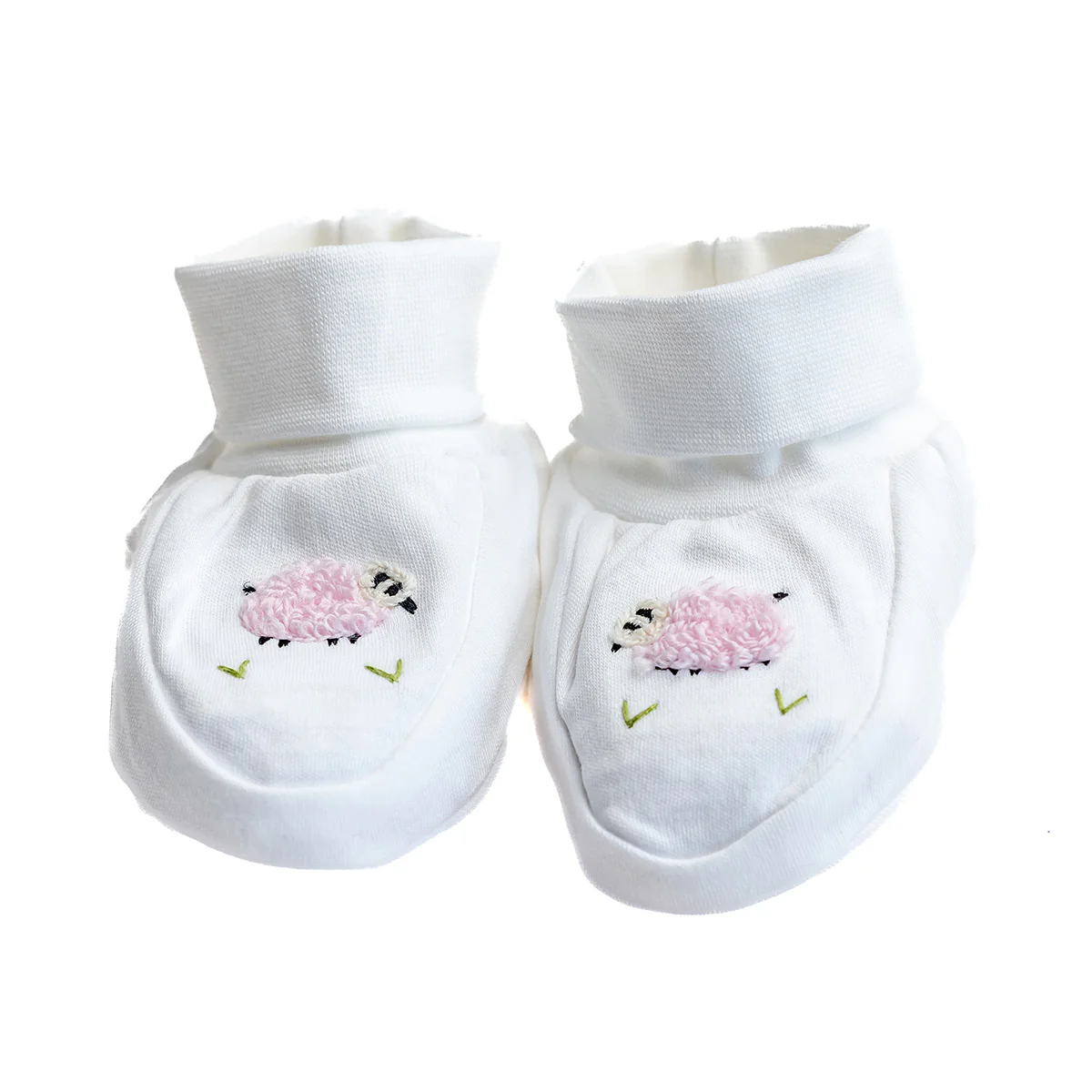 Baby Booties, Combed Cotton, Embroidered - Image 5