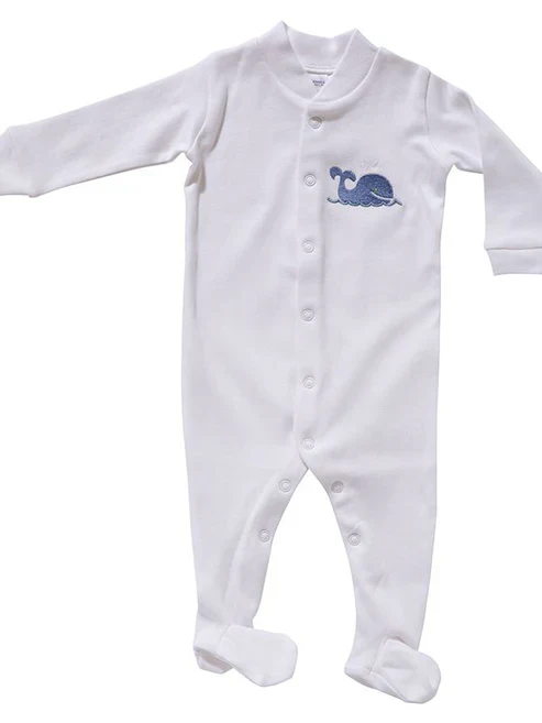 Baby Footie, Combed Cotton, Embroidered Willy Whale - Image 22