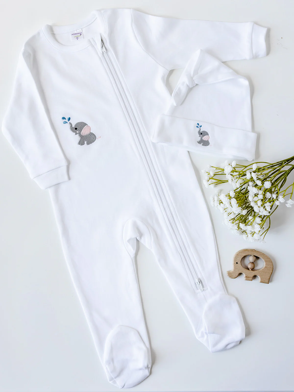 Baby Footie, Combed Cotton, Embroidered - Image 4