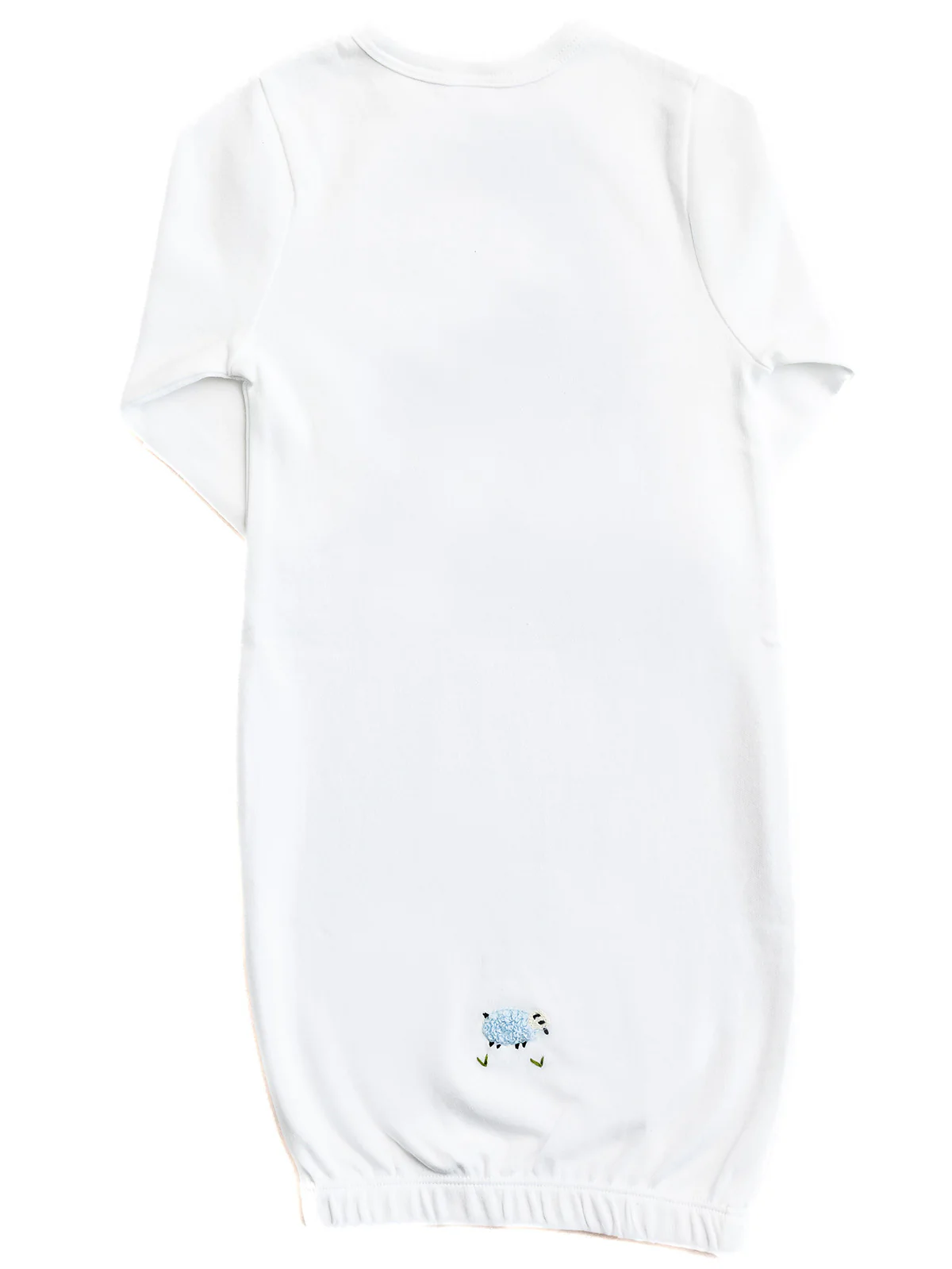 Baby Gown, Combed Cotton, Embroidered Blue Sheep - Image 2