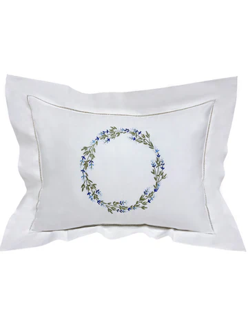 Boudoir Pillow Cover, Embroidered with Hem Stitch - Image 6