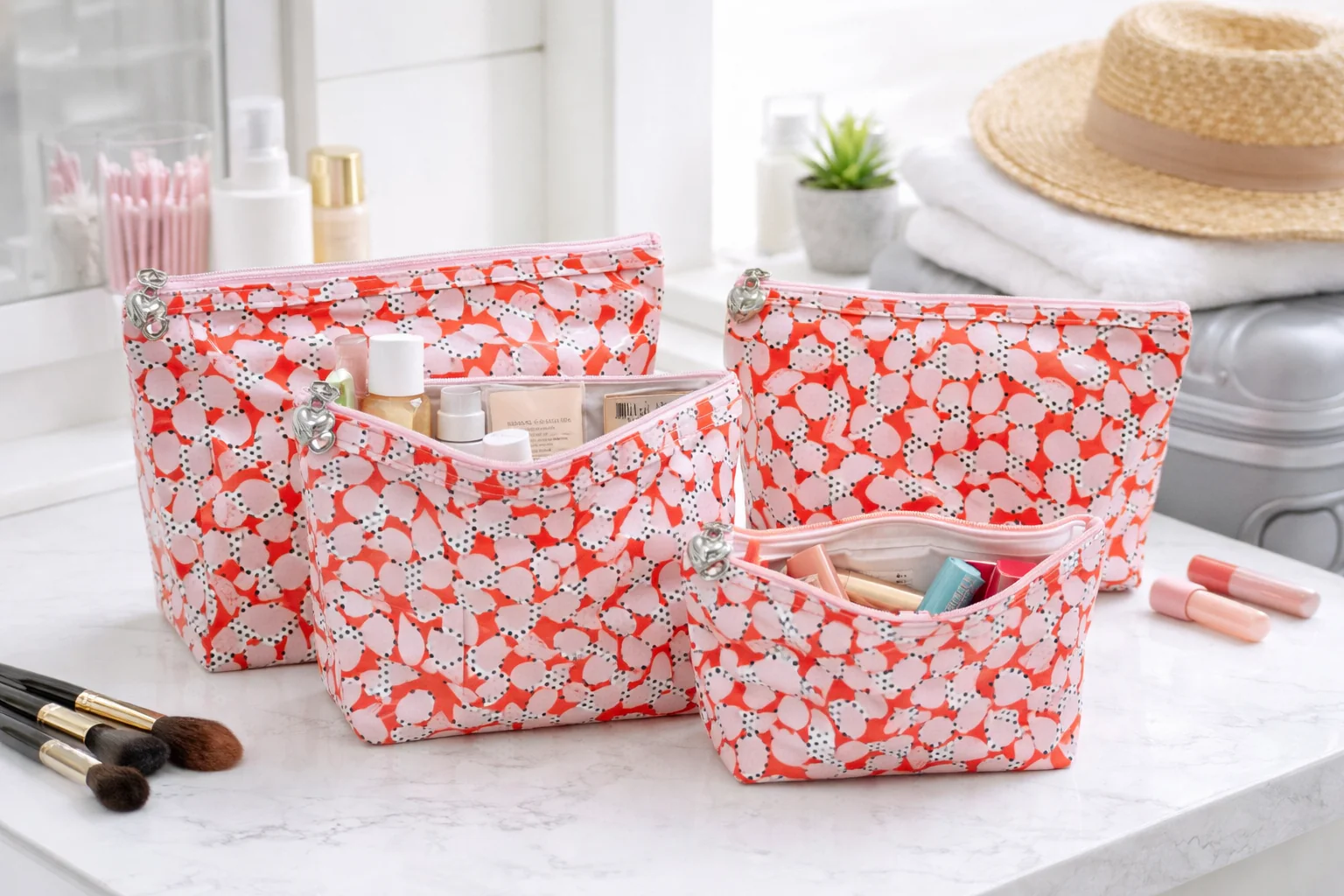 Cosmetic Bag (Large), Pebble Polka Dot - Image 3