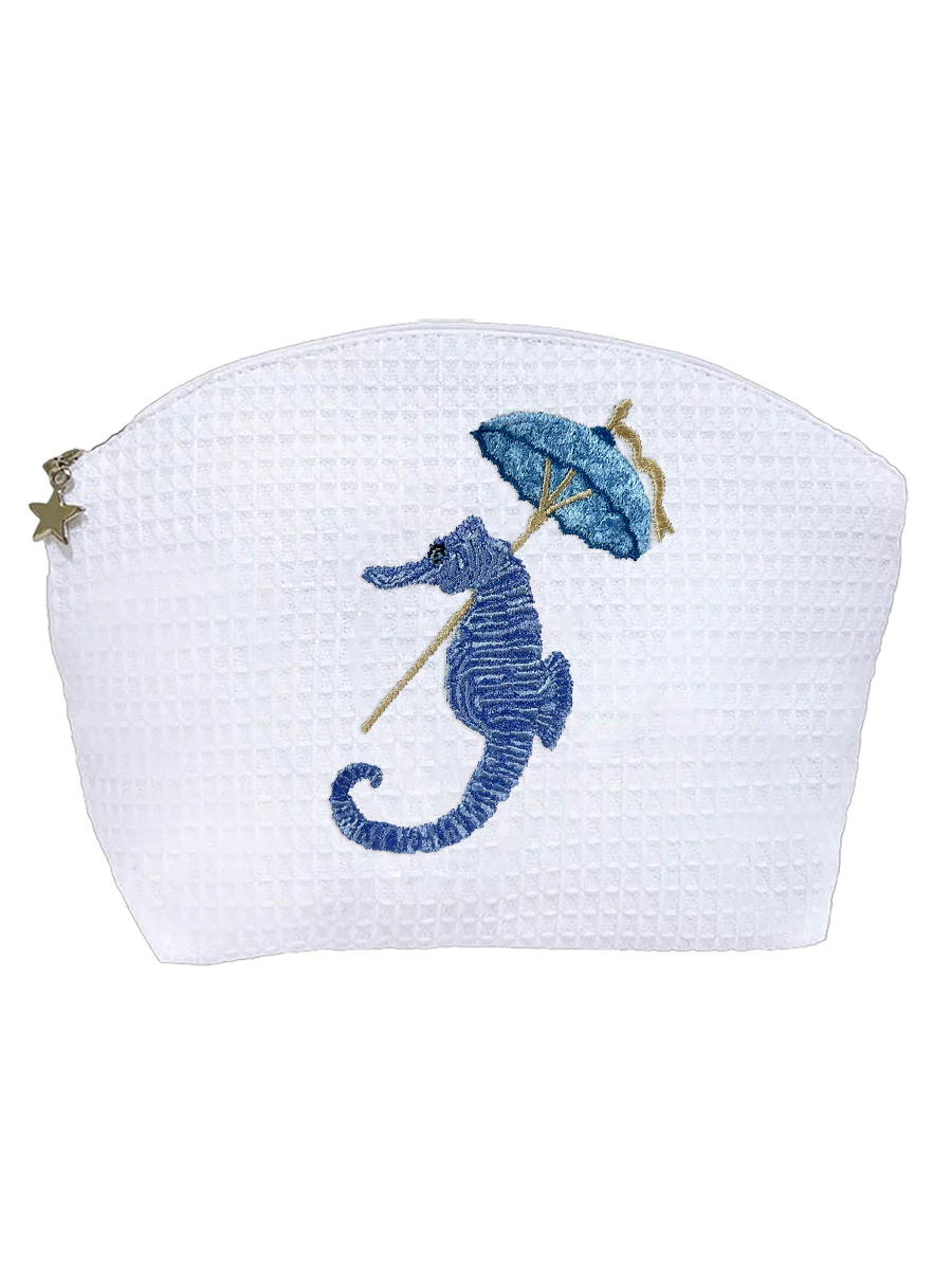 Cosmetic Bag (Medium), Seahorse & Umbrella - Image 3