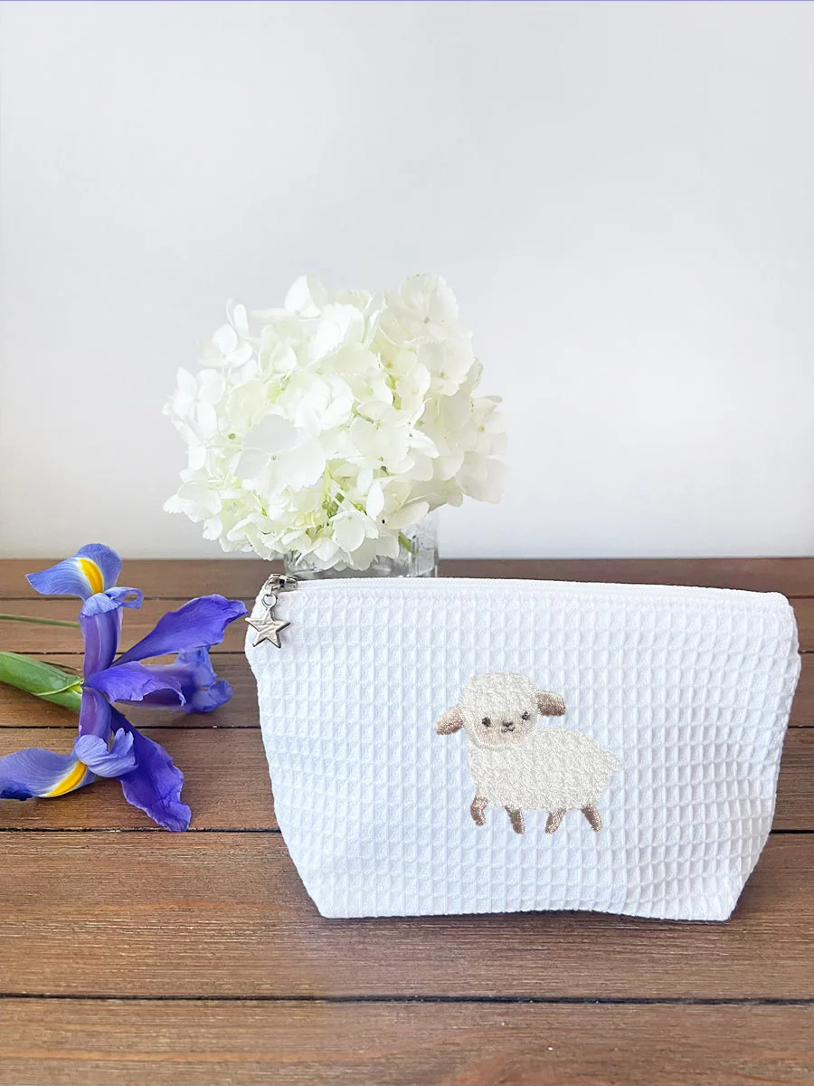 Cosmetic Bag (Small), Waffle Weave, Lamb - Image 2