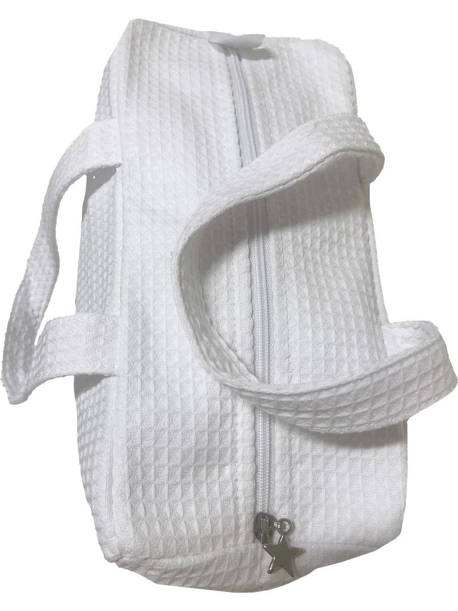 Cosmetic Case, White Waffle Weave - Image 3