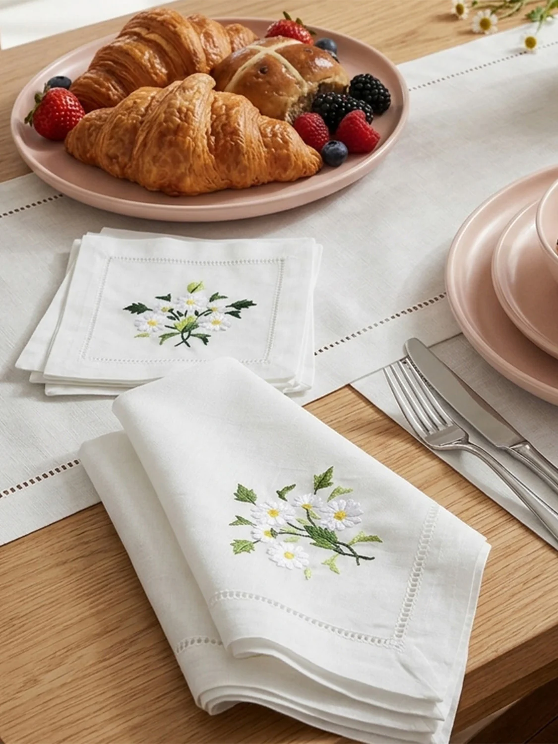 Hand Embroidered Cocktail Napkins – Set of 4 - Image 2