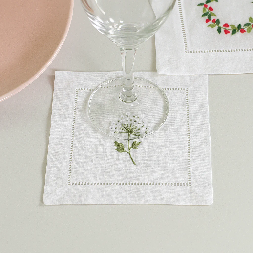 Hand Embroidered Cocktail Napkins – Set of 4 - Image 6