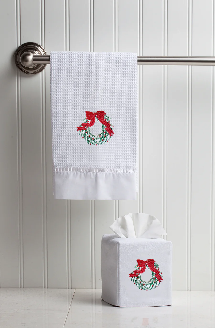 Tissue Box Cover, Christmas Wreath (Green) - Image 2