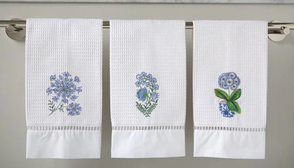 Guest Towel - White Waffle Weave, Ladder Lace, Embroidered - Image 12