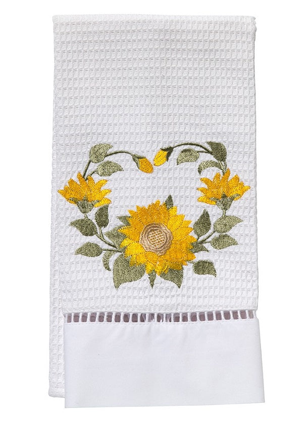 Guest Towel - White Waffle Weave, Ladder Lace, Embroidered - Image 6