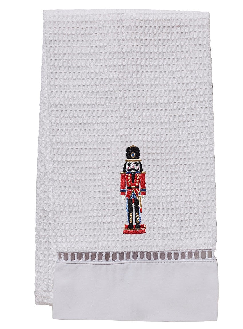 Guest Towel - White Waffle Weave, Ladder Lace, Embroidered - Image 7