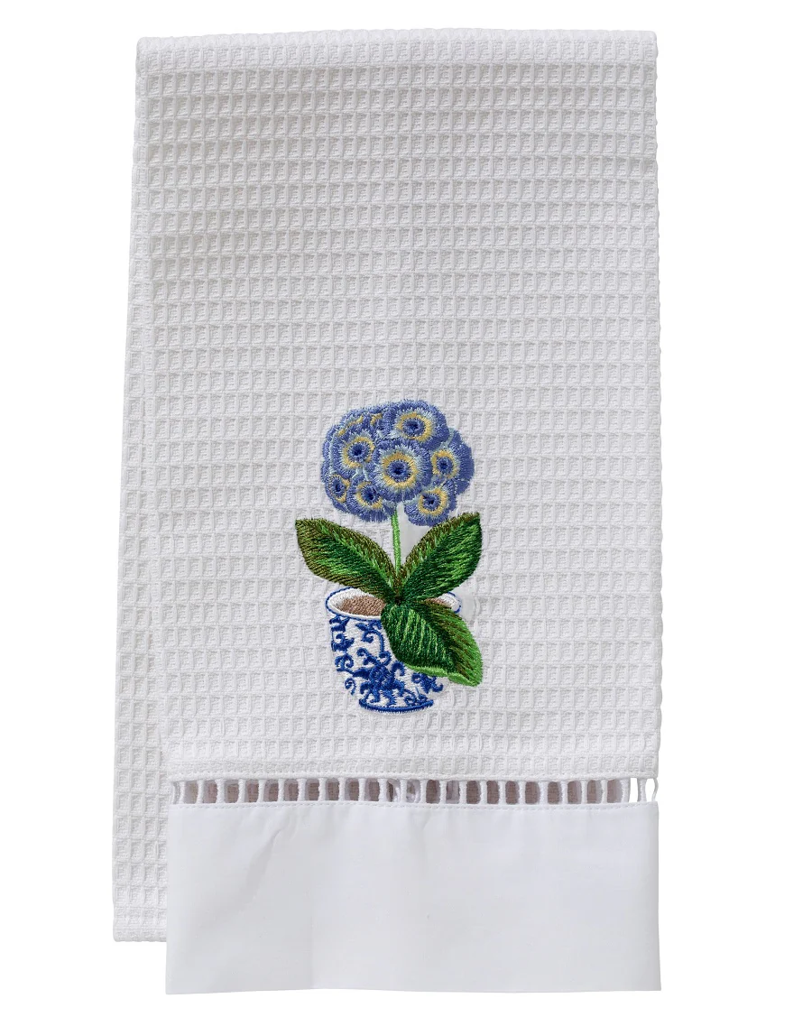 Guest Towel - White Waffle Weave, Ladder Lace, Embroidered - Image 9