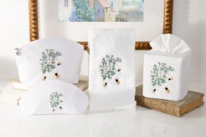 Guest Towel, Waffle Weave, Honey Bees - Image 2