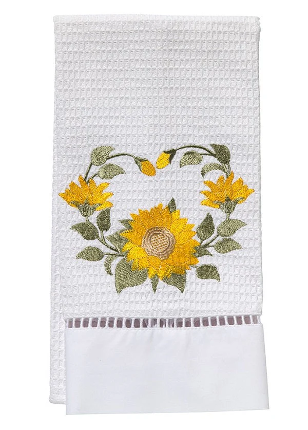 Guest Towel, Waffle Weave, Sunflower Circle (Yellow)