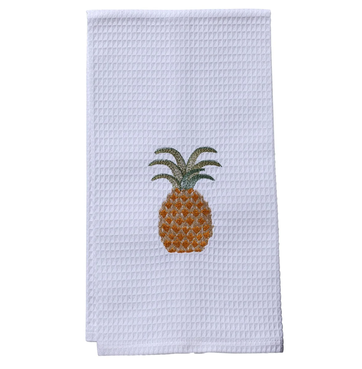 Guest Towel - White Waffle Weave, Embroidered People - Image 7