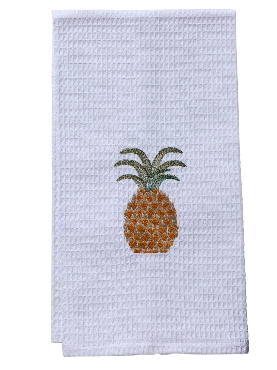 Guest Towel - White Waffle Weave, Embroidered People - Image 8