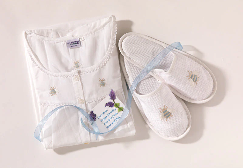 Slippers, Waffle Weave, Napoleon Bee (Duck Egg Blue) - Image 3