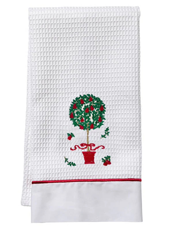 Guest Towel - White Waffle Weave, Satin Stitch, Embroidered - Image 5