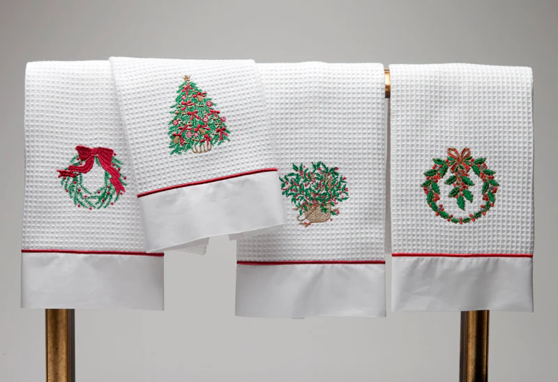 Guest Towel - White Waffle Weave, Satin Stitch, Embroidered - Image 7