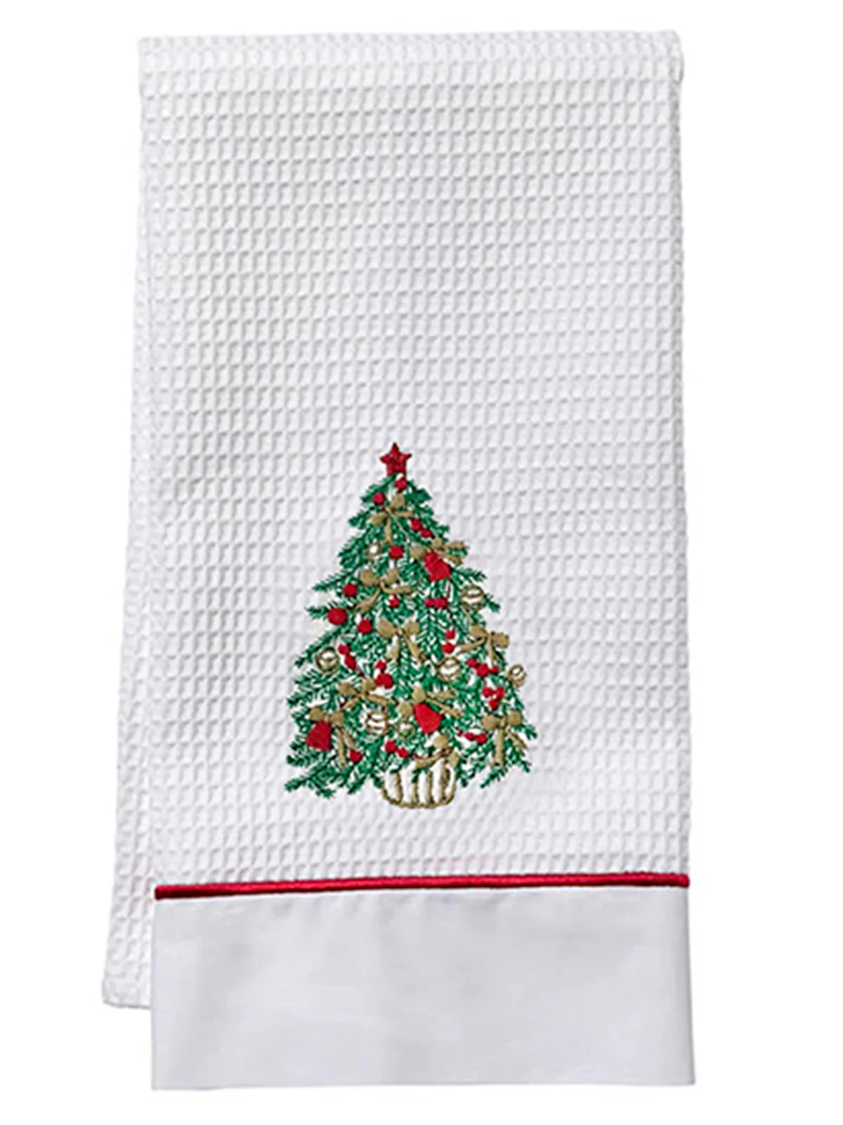Guest Towel, Waffle Weave and Satin Trim, Holiday Designs - Image 4