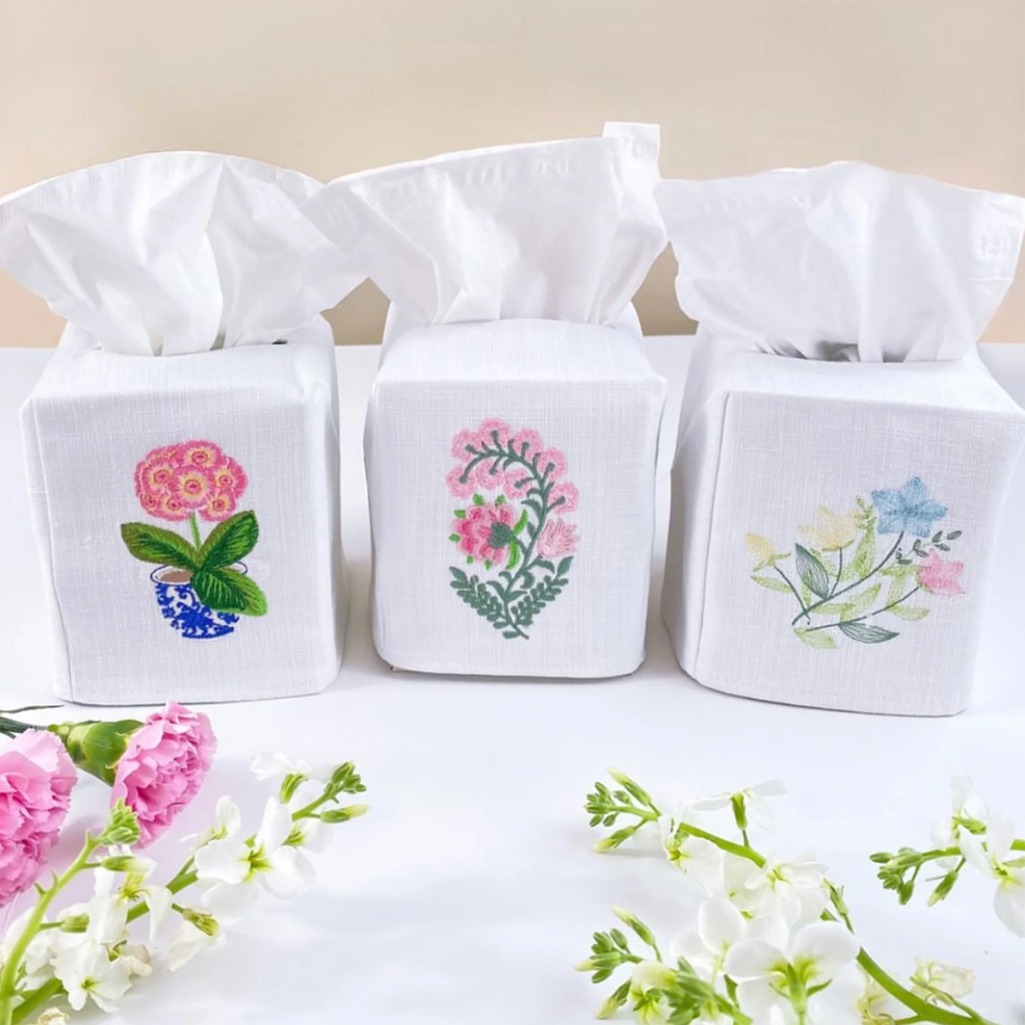 Tissue Box Cover, Pot of Peonies (Pink) - Image 2