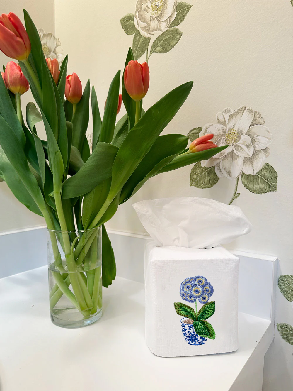 Tissue Box Cover, Potted Primrose (Blue) - Image 2