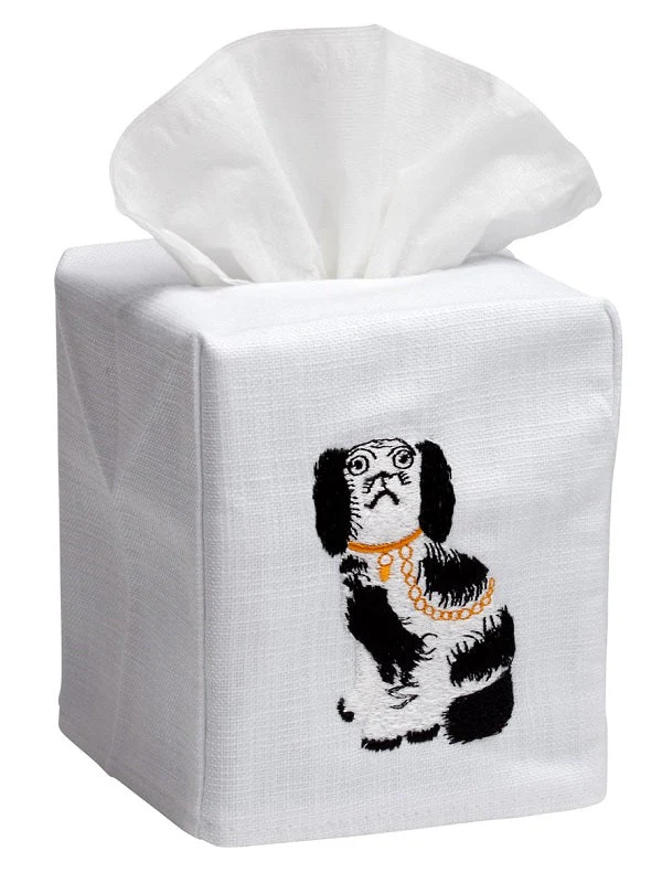 Tissue Box Cover, Staffordshire Dog (Black/White) - Image 4