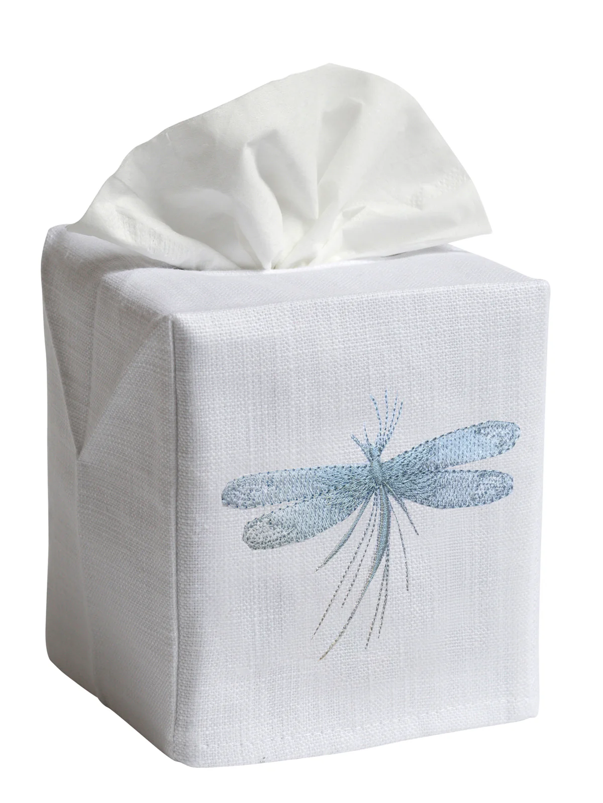 Tissue Box Cover - White Linen / Cotton, Embroidered - Image 7