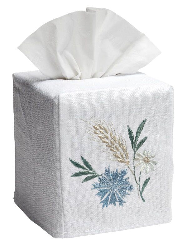 Tissue Box Cover - White Linen / Cotton, Embroidered - Image 8