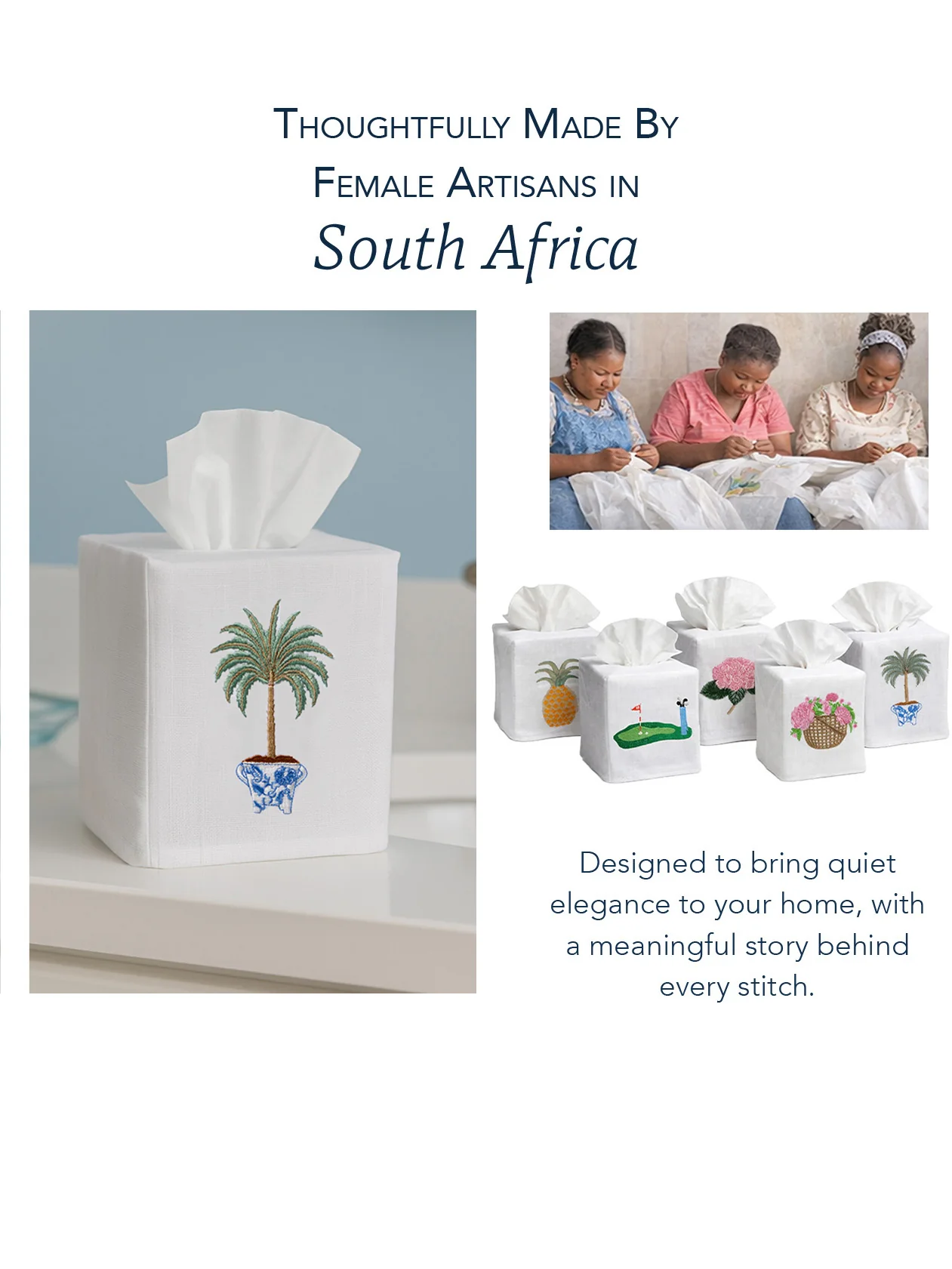 Tissue Box Cover, Tropical Palm Tree (Olive) - Image 3