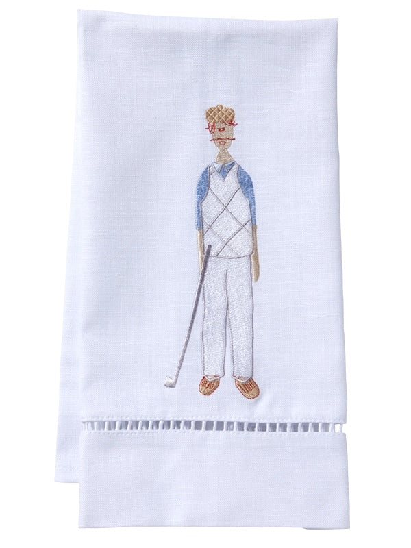 Guest Towel - White Linen/Cotton, Ladder Lace, Embroidered - Image 3