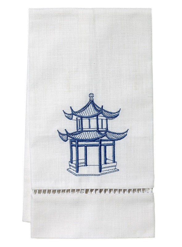 Guest Towel - White Linen/Cotton, Ladder Lace, Embroidered - Image 4