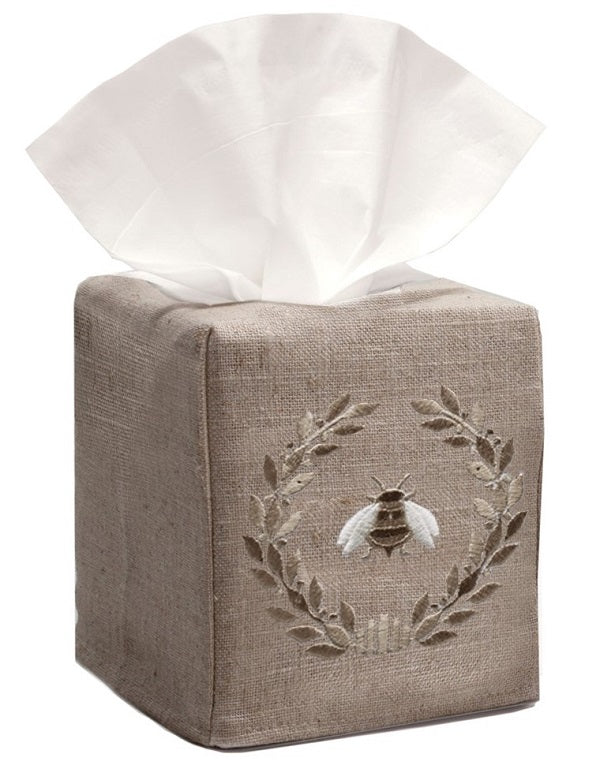 Tissue Box Cover, Natural Linen, Embroidered - Image 7