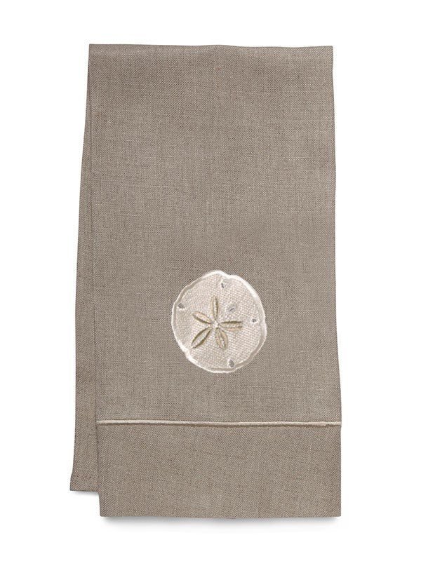 Guest Towel - Natural Linen, Satin Stitch, Embroidered - Image 2