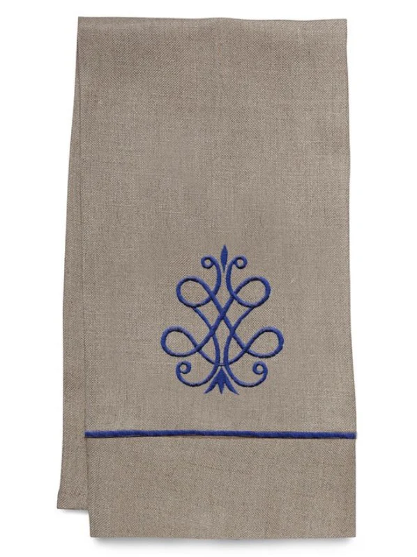 Guest Towel - Natural Linen, Satin Stitch, Embroidered - Image 3