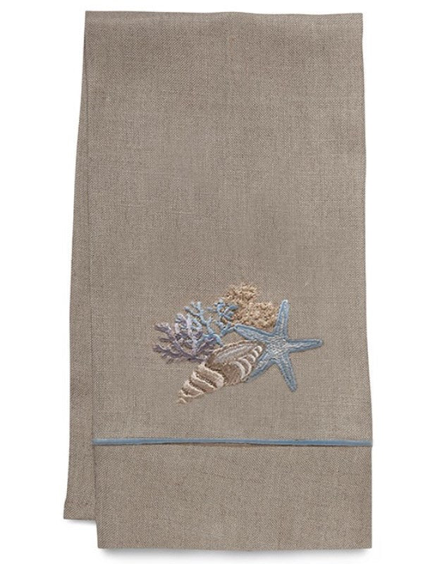 Guest Towel - Natural Linen, Satin Stitch, Embroidered - Image 4