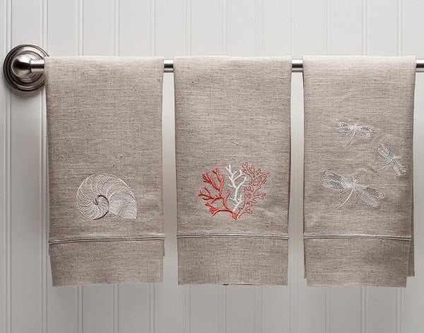 Guest Towel - Natural Linen, Satin Stitch, Embroidered - Image 6