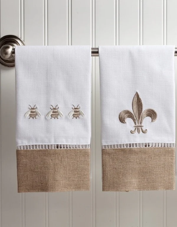 Guest Towel - Combo Linens, Ladder Lace, Embroidered - Image 3