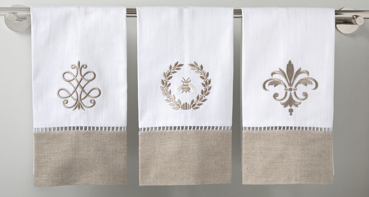 Guest Towel - Combo Linens, Ladder Lace, Embroidered - Image 7