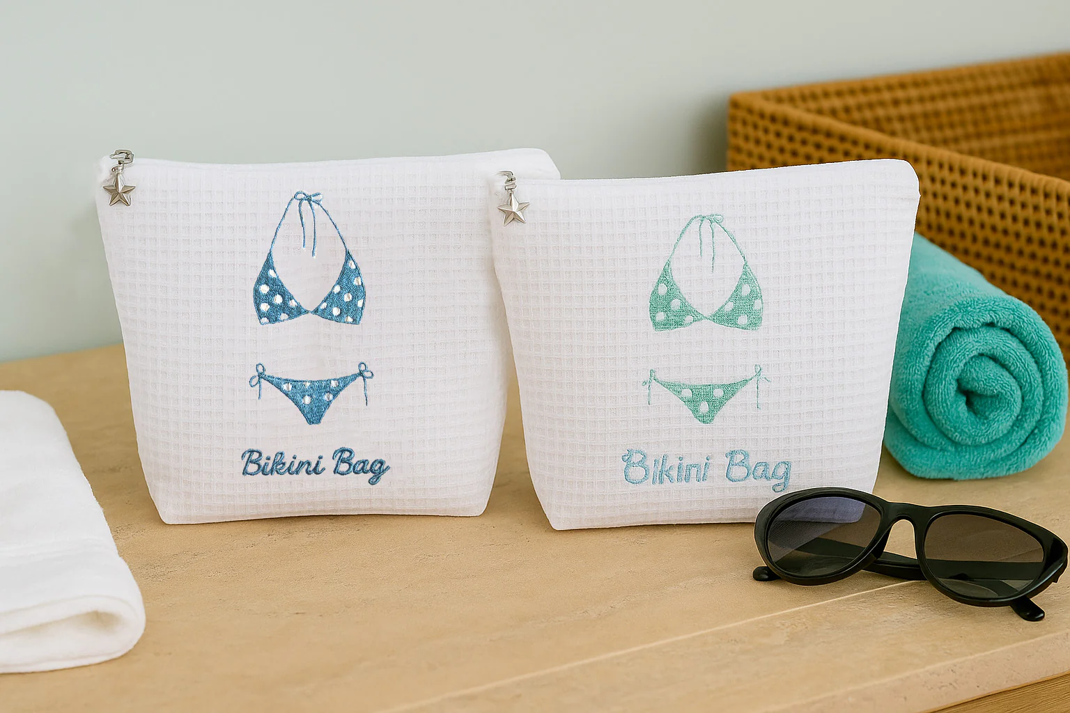 Bikini Bag - White Cotton Waffle Weave - Image 4