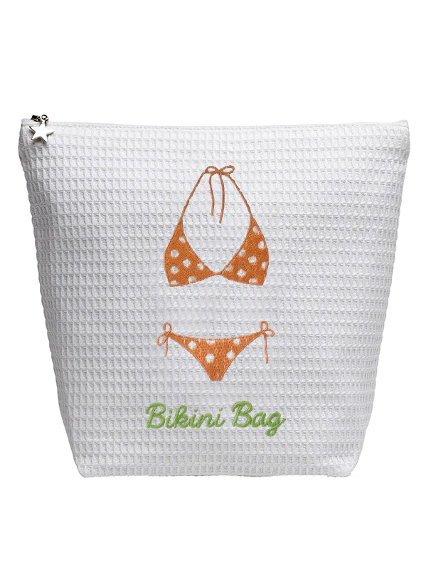 Bikini Bag - White Cotton Waffle Weave - Image 7