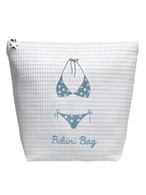 Bikini Bag - White Cotton Waffle Weave - Image 8