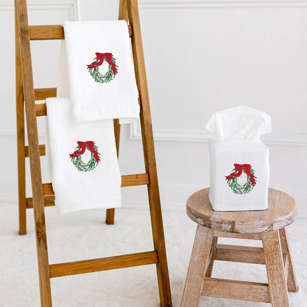 Guest Towel, Terry, Christmas Wreath - Image 2