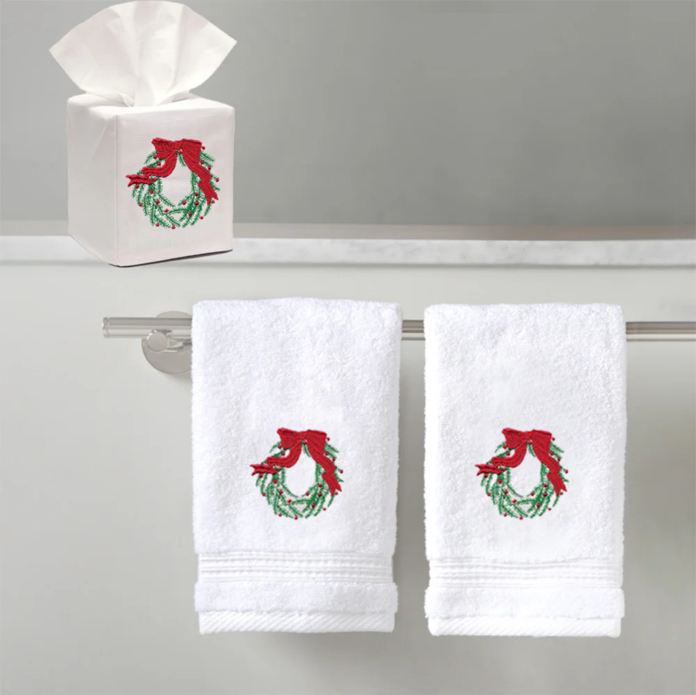 Guest Towel, Terry, Christmas Wreath - Image 3