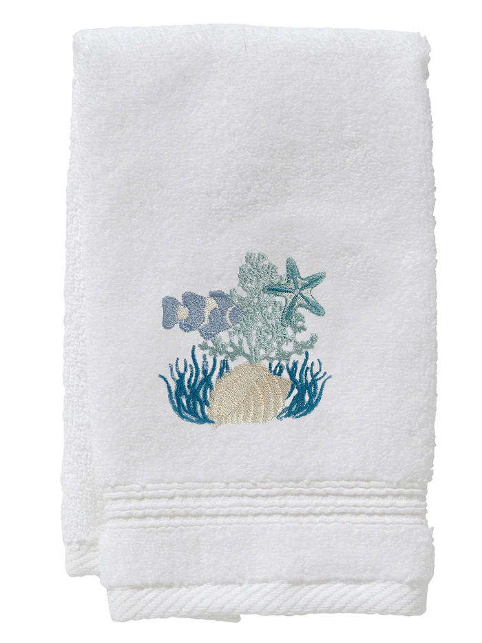 Guest Towel - White Cotton Terry, Embroidered - Image 3
