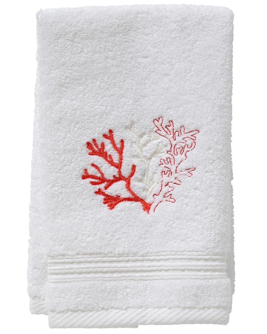Guest Towel - White Cotton Terry, Embroidered - Image 5