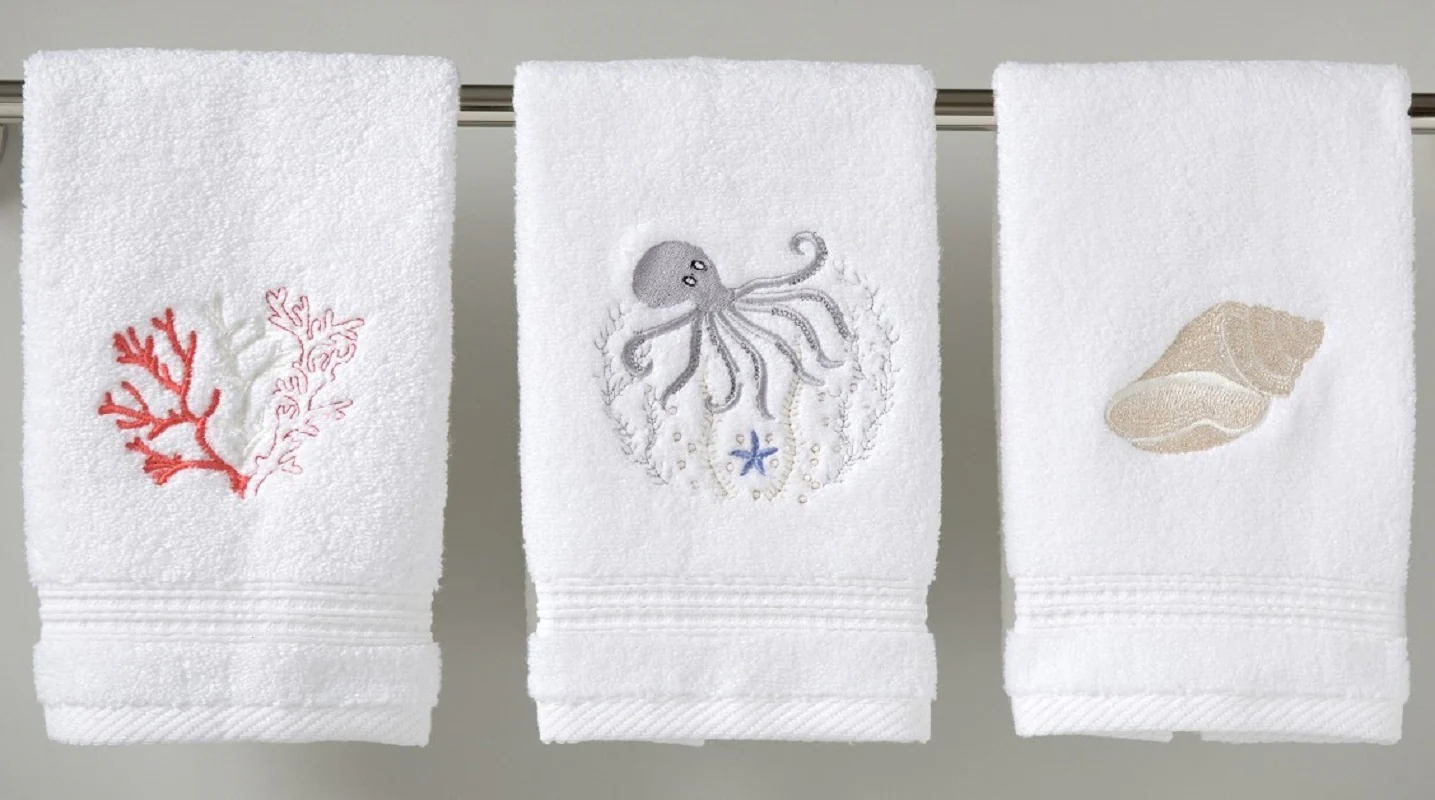 Guest Towel - White Cotton Terry, Embroidered - Image 7